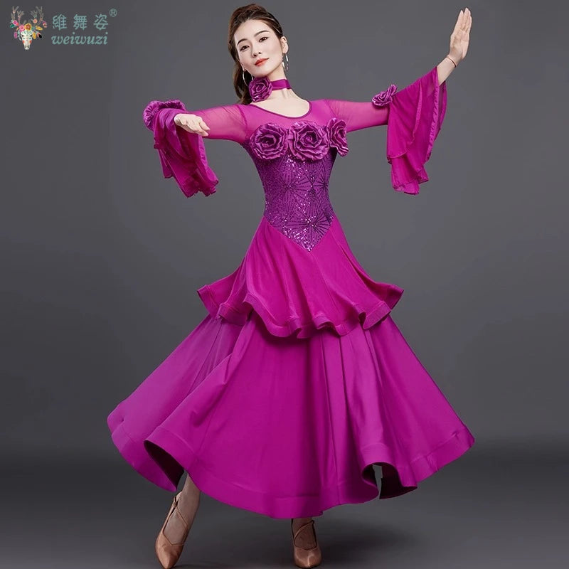 Women's big swing social ballroom dress for tango and waltz