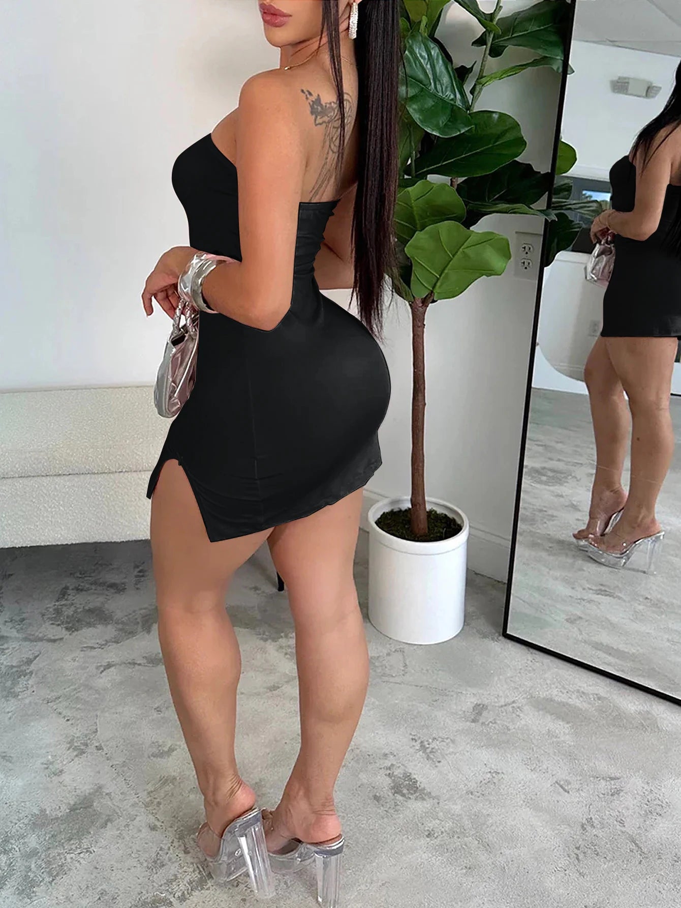 Women's Solid Color Suspender Hollow Out Heart-Shape Bodycon Mini Dress – Sexy Club Dress | XS–XL