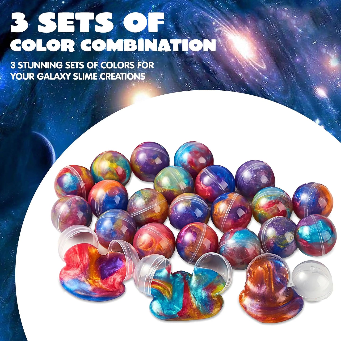 Joyfy 24 Pcs Mini Slime Party Favors Multicolor Galaxy Slime Balls Putty for Kids Stress Relief Treasure Bag Toys Easter Egg