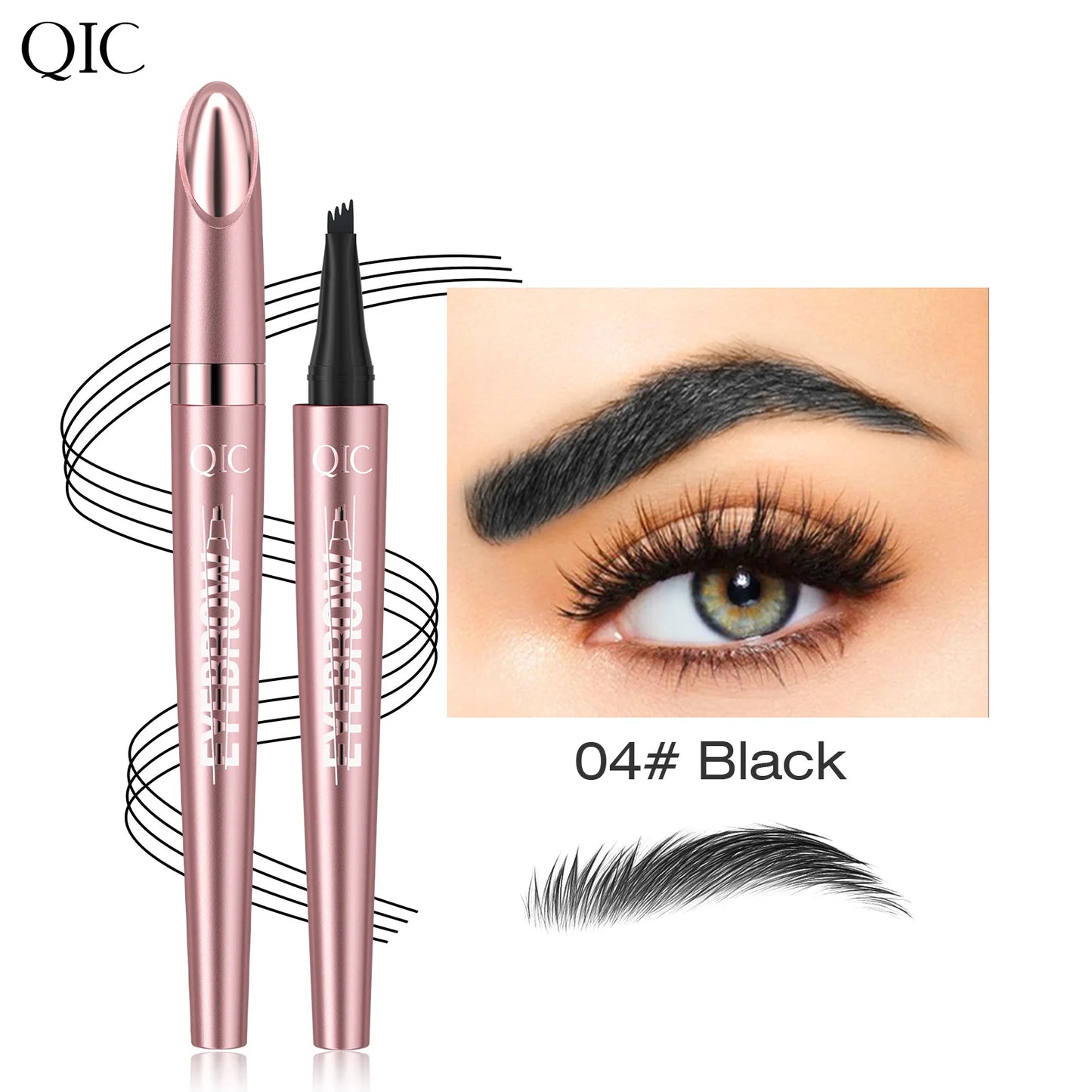 4 Fork Tip Eyebrow Pencil 3D Microblading Waterproof Dark Brown Natural Colour Fine Stroke Magic Eyebrow Pencil 2026 New Ladies