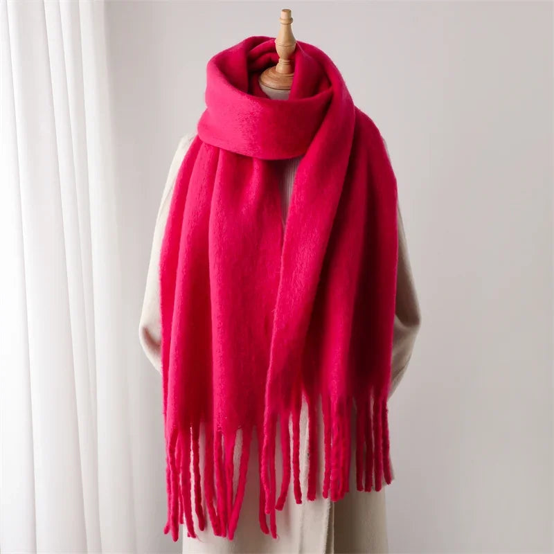 Women's Solid Tassel Blanket Shawl - Long Cashmere-Feel Poncho Wrap - photo 5