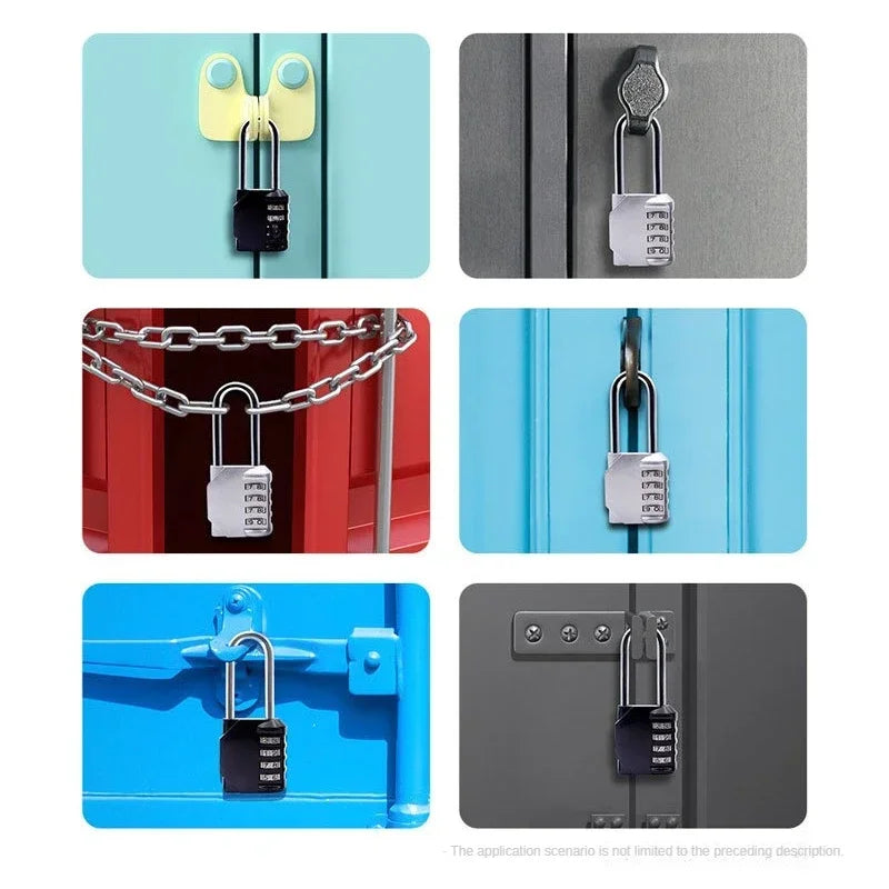 Combination Padlock Outdoor 4 Digit Long Shackle Waterproof Password Padlock Pad Lock For School Locker Gym Locker Fence Gate