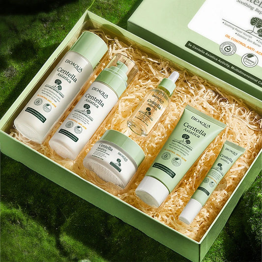 6pcs/set BIOAQUA Centella Skin Care Sets Moisturizing Anti-Aging Face Facial Cleanser Face Cream Serum Eye Cream Skin Care Kit