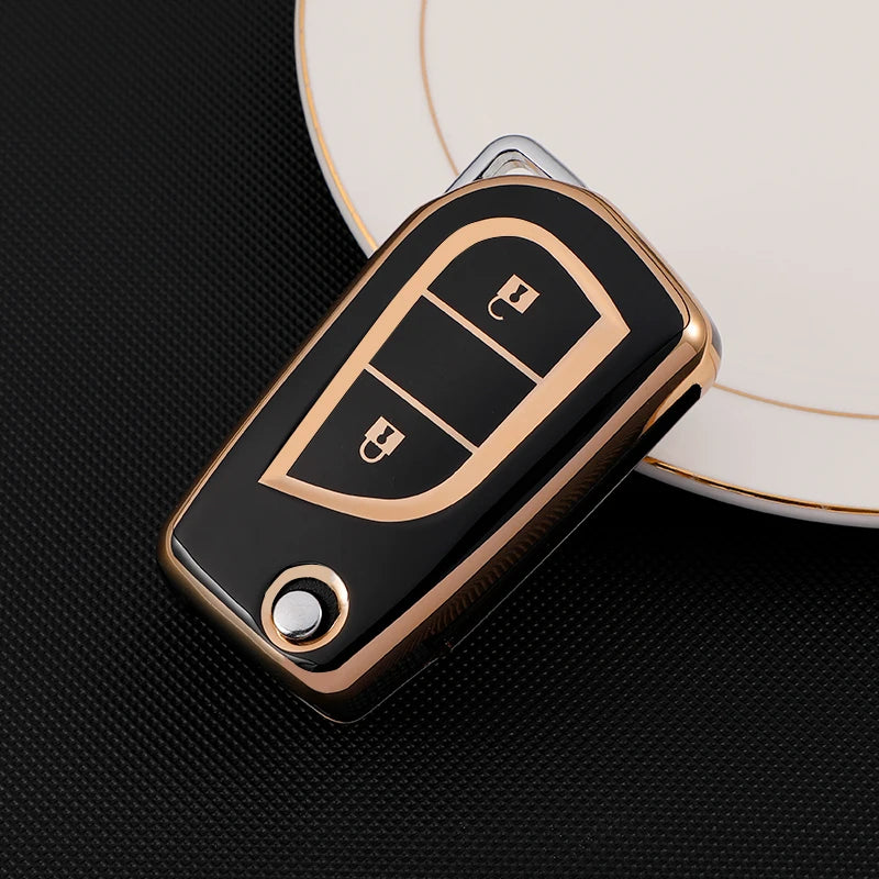2/3 Button Soft TPU Car Key Cover Case Auto Shell Holder Protector Fob for Toyota Aygo Yaris Highlander Camry RAV4 Keychain