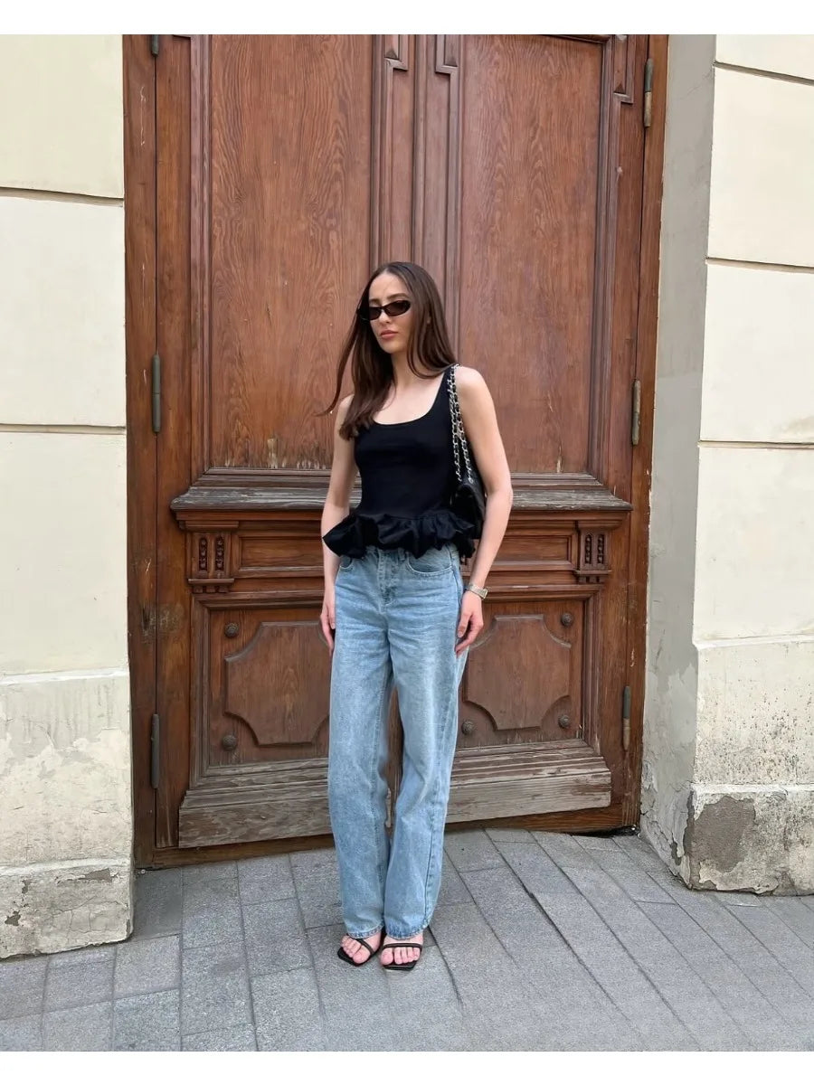 Hirsionsan Sexy Cotton Vest Women 2026 Summer Slim Sleeveness Tank Y2k Crop Tops for Girl Outfits Bud Stitched Female Clothes