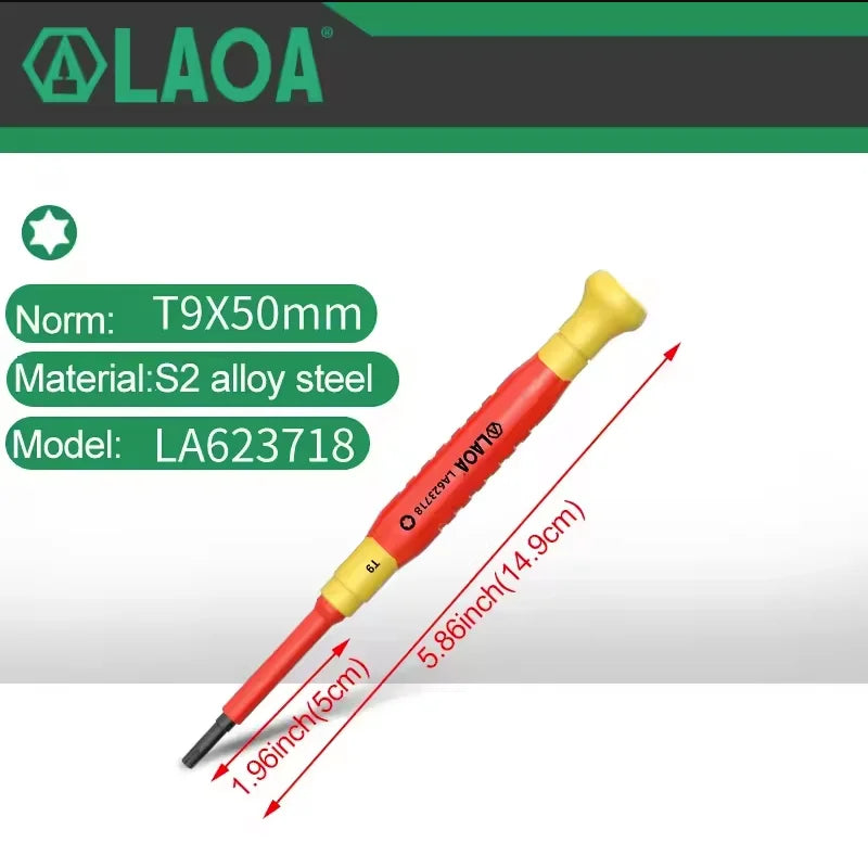 LAOA 1pc Insulated Precision Screwdriver SL1.0-3.0 aCross Small Size Screwdriver to Remove Watches Cell Phone NotebookT5-T10