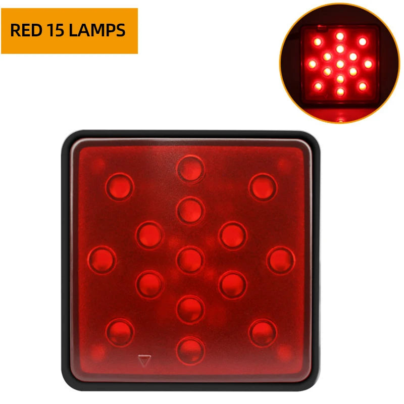Car Brake Tail Lamp Red/Black Shell 15 LED Auto Reverse Stop Signal Lamp Rear Brake Light for Pickup Vehicle Trailer 12V