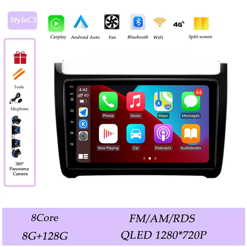 Car Stereo with Apple CarPlay & Android Auto, Compatible with VW Polo 5 (2011-2016)