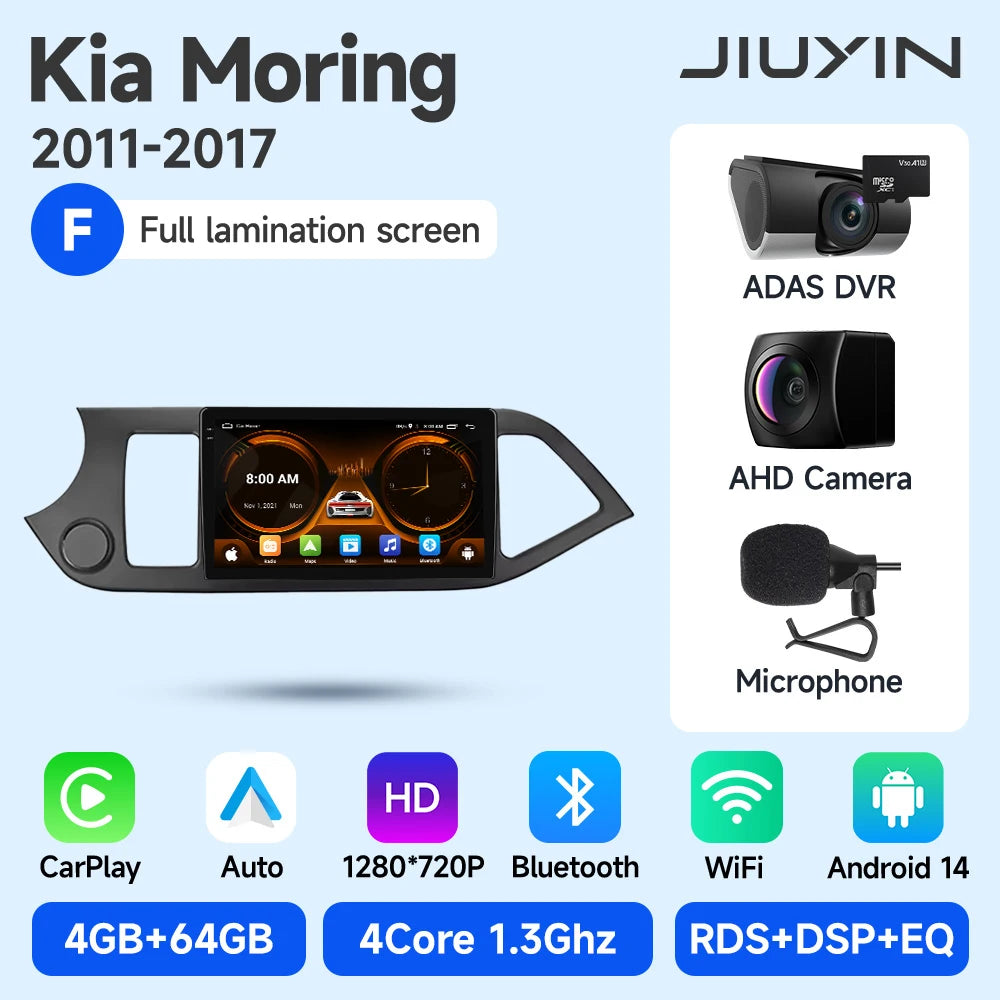 JIUYIN Android 15 Carplay Car Radio Multimidia Video Player For KIA PICANTO Morning 2011-2017 Navigation GPS IPS Head Unit