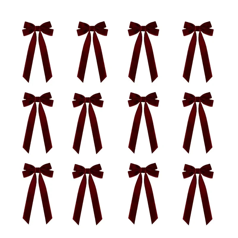 12 pieces of red velvet Christmas tree garlands - Festival gift loops for Christmas wreaths, decorations and folk handicrafts, w