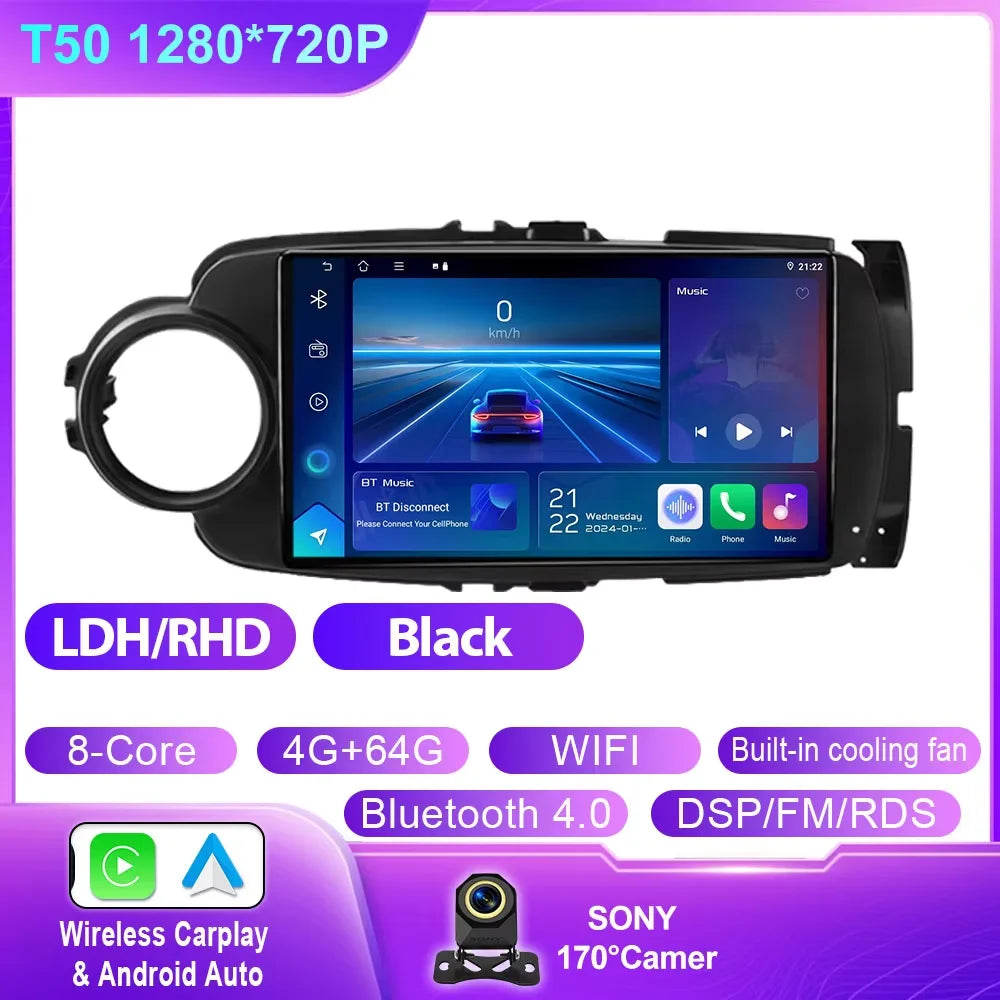 Car Stereo with Apple CarPlay & Android Auto, Compatible with Toyota Yaris (2012-2017)