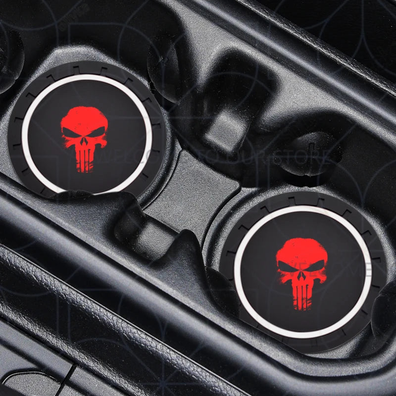 Skull Logo Cup Holder Coasters (2-Pack) - Jeep Wrangler, Dodge Challenger & RAM