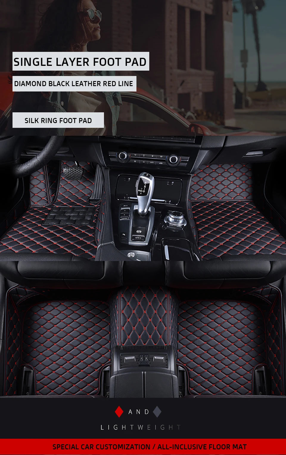 Custom-Fit Leather Car Floor Mats for Ford F-150 2009–2023 (Full Set)
