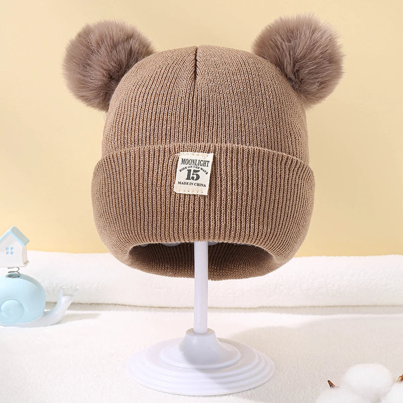 Baby Pom Pom Knit Beanie - Solid Color Winter Hat for Boys and Girls - photo 5