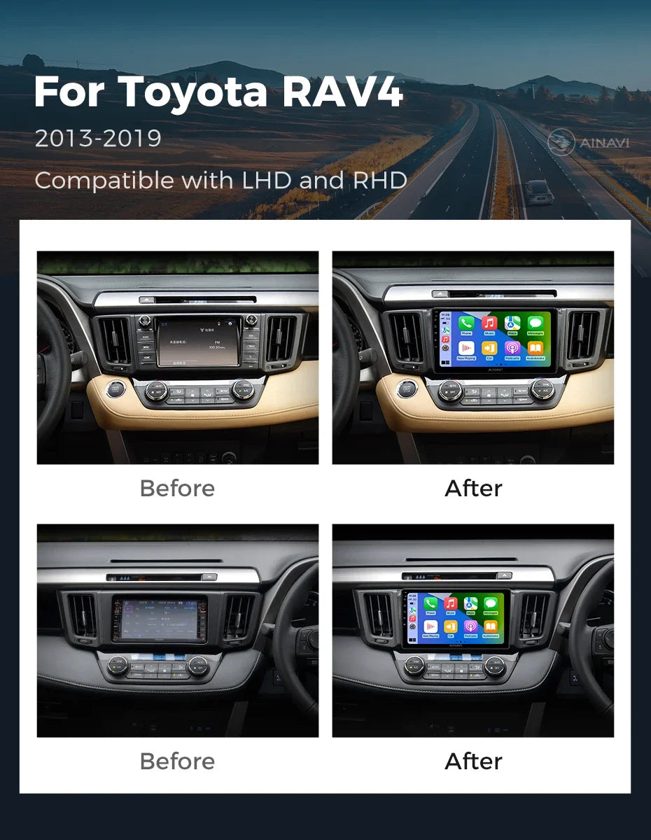 Ainavi Car Radio Multimedia Player For Toyota RAV4 RAV 4 XA40 2013-2019 RHD LHD Android 12 Auto Wireless Carplay Car Stereo DSP