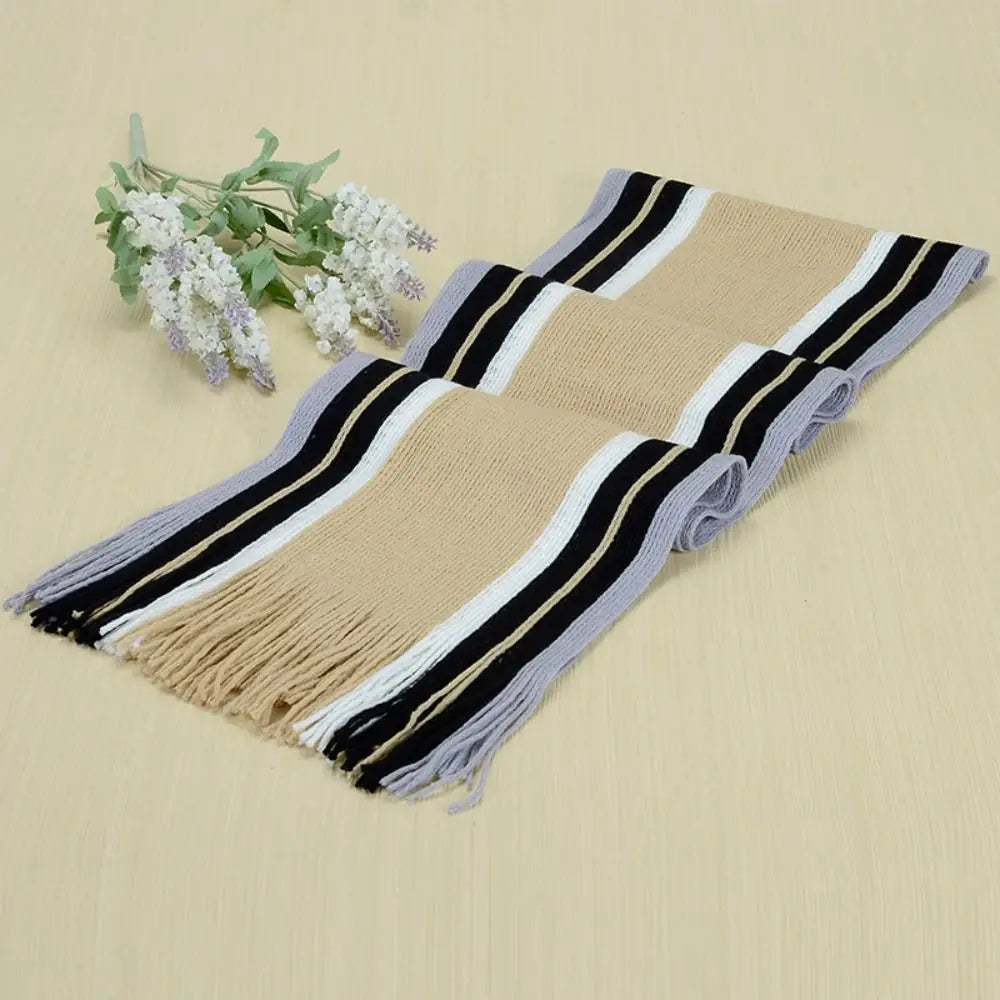 Men's Striped Winter Scarf with Tassels - Long Cashmere-Feel Wrap - photo 7