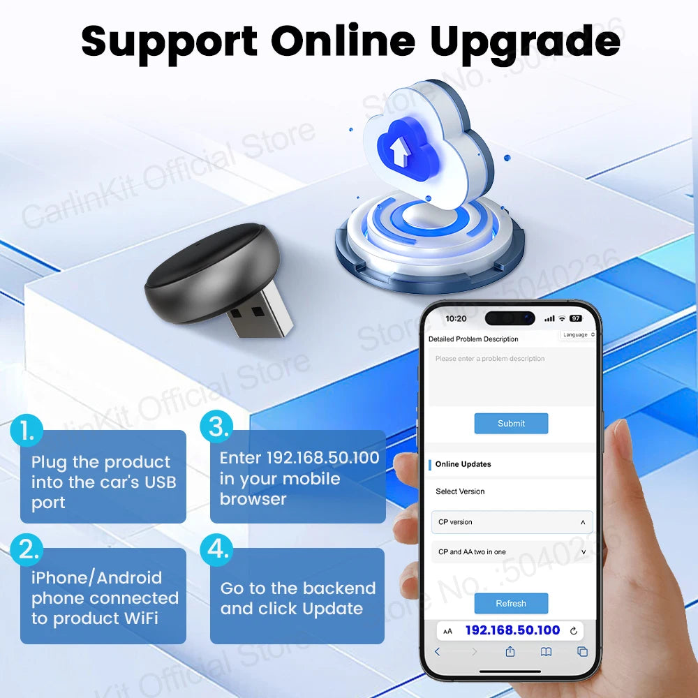 CarlinKit 5.0 Mini Ultra3 Wireless Android Auto CarPlay 2-In-1 Wireless Adapter WIFI BLE Auto Connect Smart Mini Box For OEM Car
