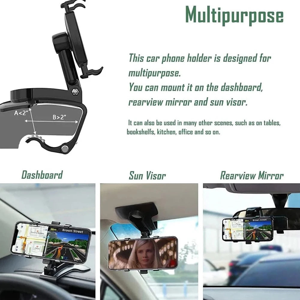 NEW Universal Car Phone Holder Portable 360°Degree Rotatable High Quality Multi-function Car Smartphone Mobile Phone Holder Clip
