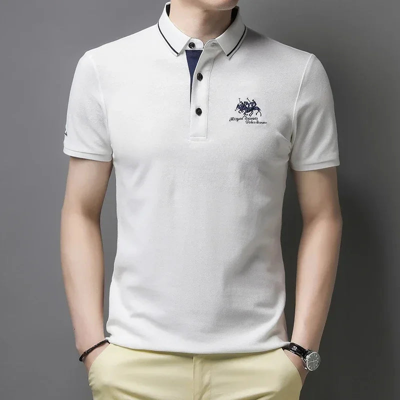 Men's Embroidered Polo Shirt - Short Sleeve, Casual Summer Top