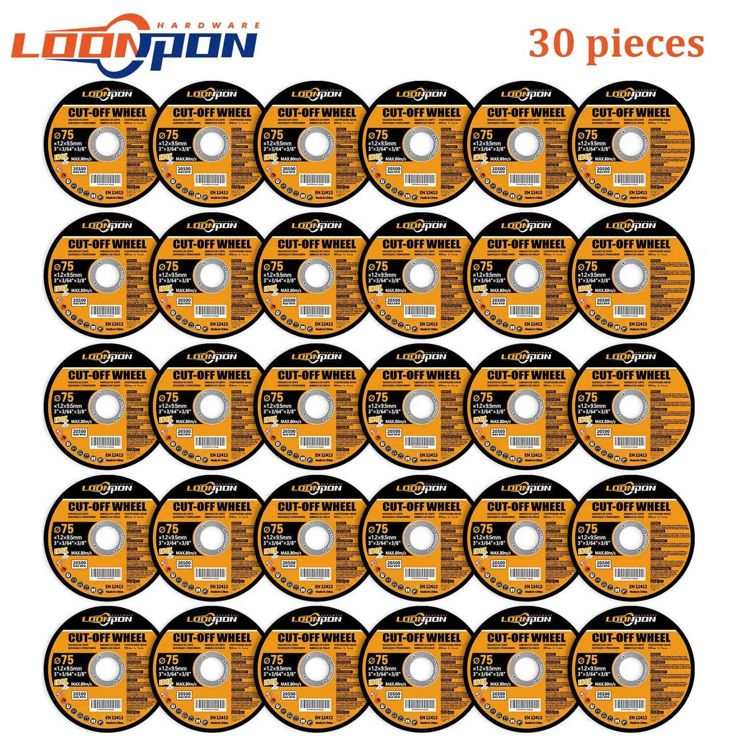 Loonpon 75mm Resin Cutting Discs — Angle Grinder Metal Cut-Off Wheels