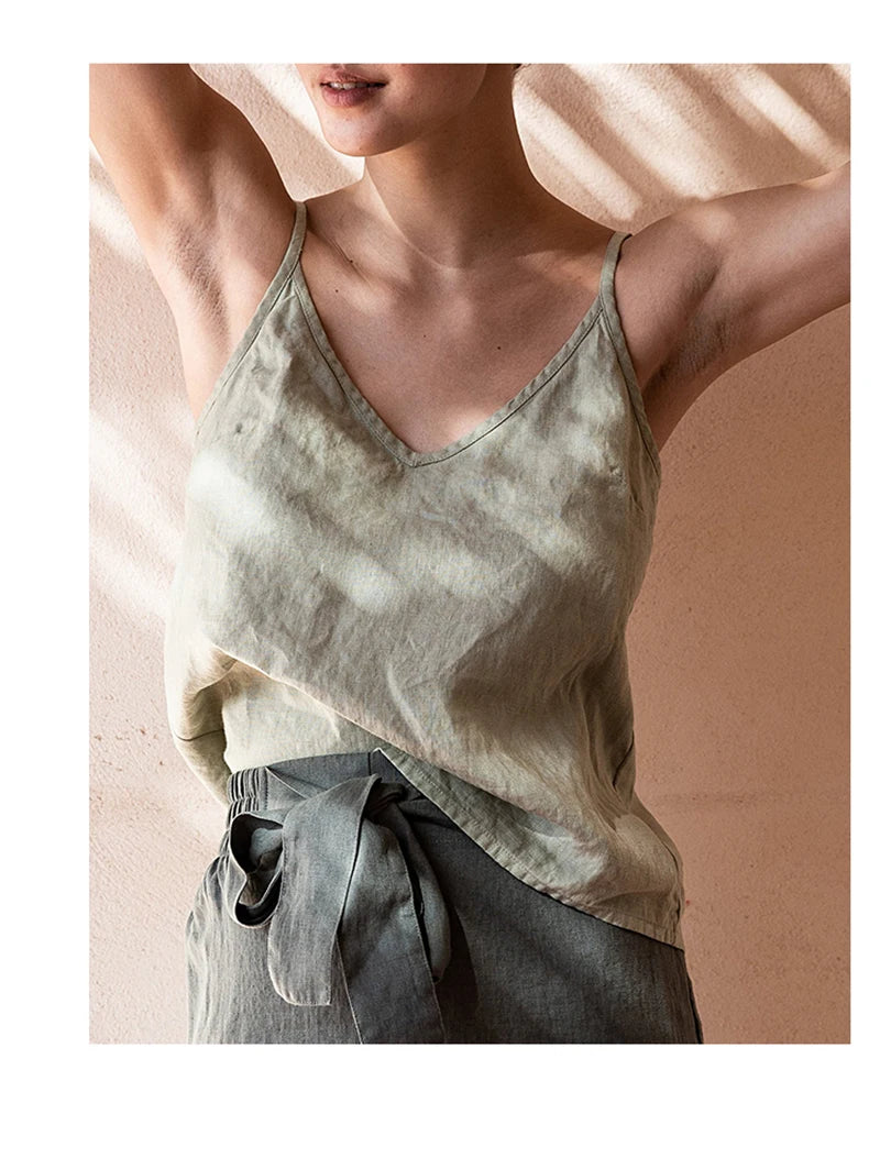 Vintage Cotton Linen Women's Summer Tank Top Sleeveless Harajuku Basic Cuasal Female Top For Girls Camisole Women Clothing