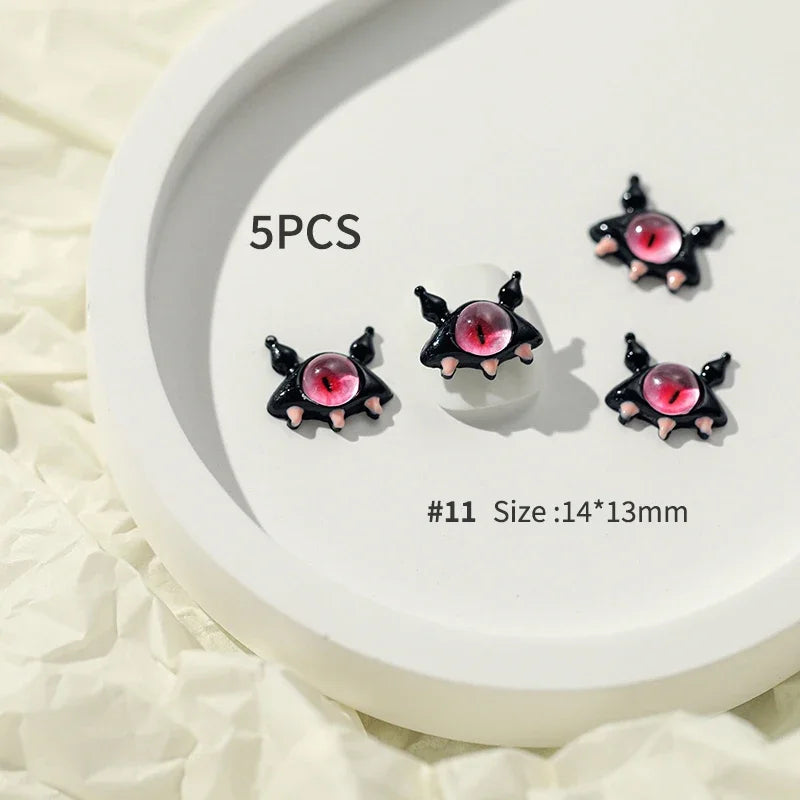 5pcs Halloween Nail Gems Decoration Charms Strass Ongles Nail Rhinestones Halloween Nails Accessories Christmas Nail Art Charms