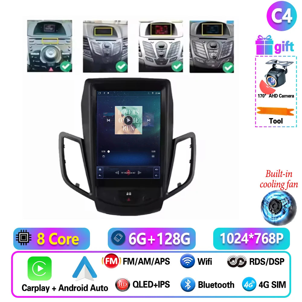 9.7" Android Car Stereo for Ford Fiesta MK6/MK7 (2009–2017) — Wireless CarPlay & Android Auto, QLED, 5G WiFi, GPS