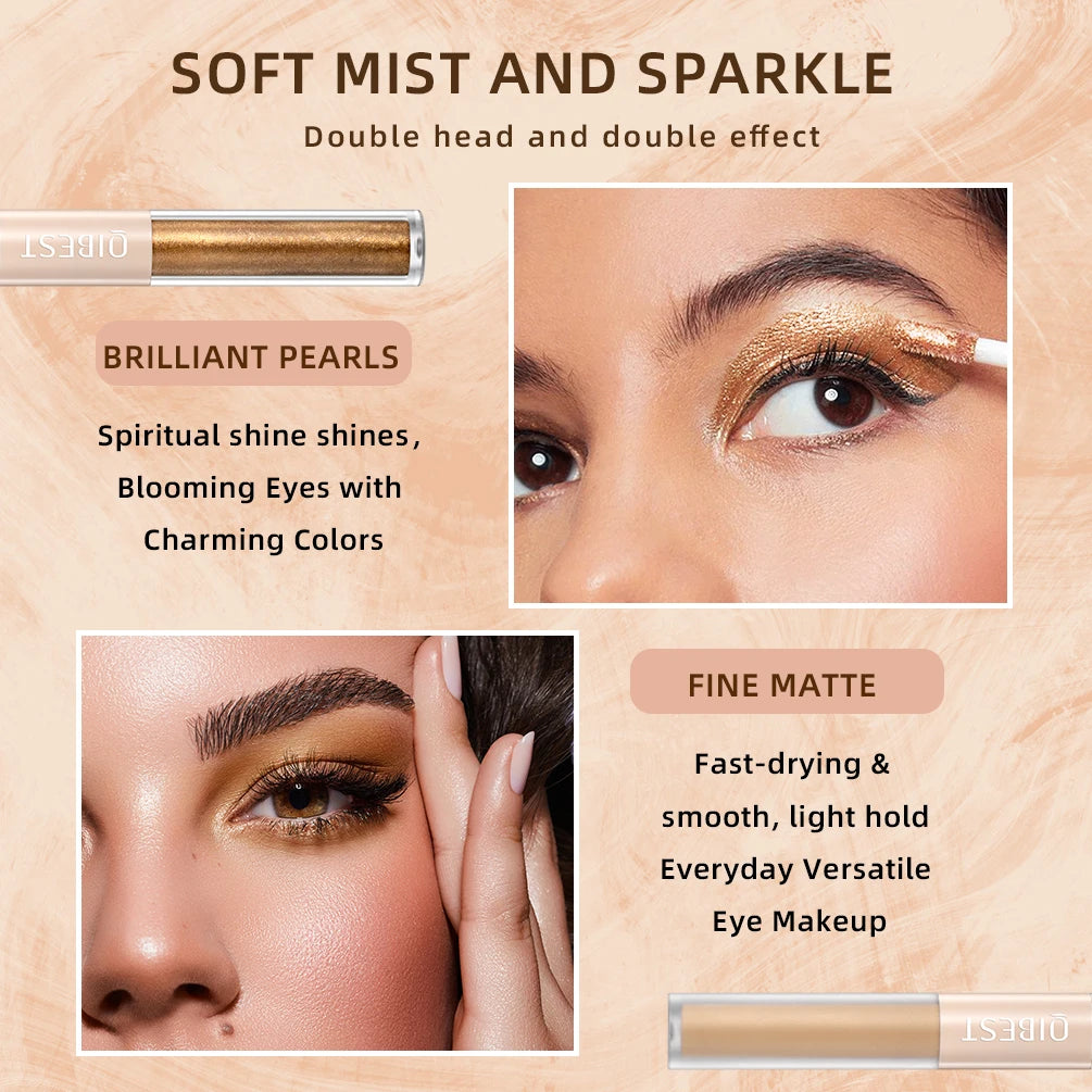 QIBEST Double-End Glitter & Matte Eyeshadow Stick – Waterproof Bicolor Shimmer Pencil | 6 Colors