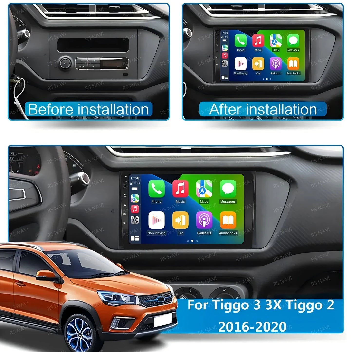 Car Stereo with Apple CarPlay & Android Auto, Compatible with Chery Tiggo 3 3X & Tiggo 2 (2016-2020)