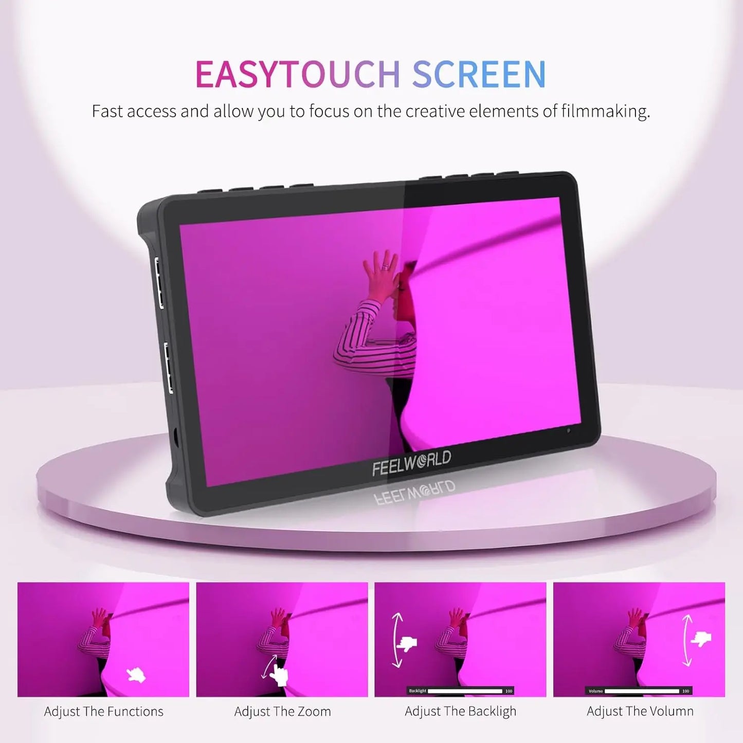 FEELWORLD F5 PRO V4 6 Inch Touch Screen 3D LUT DSLR Camera Field Monitor with F970 External Power Kit 4K HDMI Input Output
