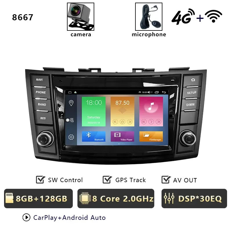 Android Car Stereo for Suzuki Swift 4 (2011–2016) — Wireless CarPlay, Android Auto, GPS, 4G, WiFi