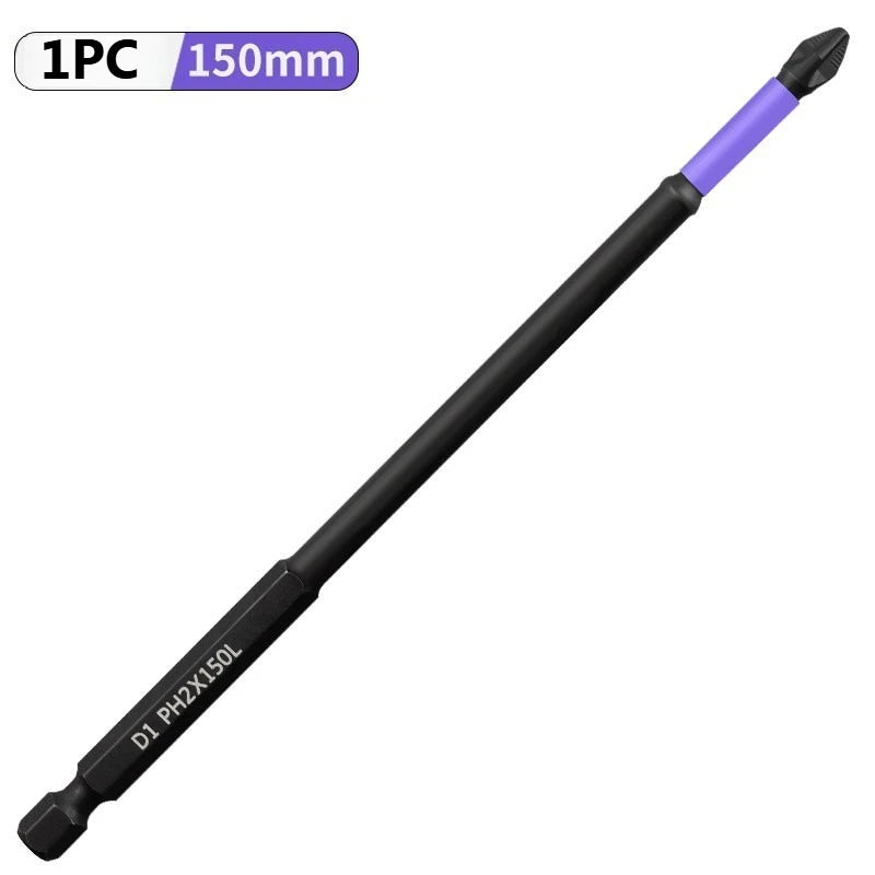 Magnetic Screwdriver Bit Set PH2 Phillips 25-150mm Anti-slip Shockproof Alloy Steel Impact Drill Bits for Outdoor Decoration