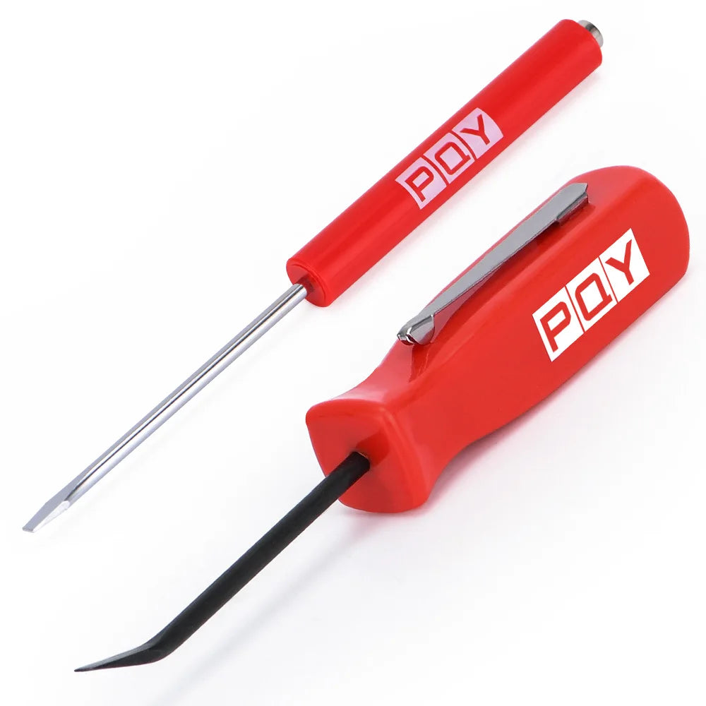 Mini Pocket Clips Screwdriver Strong Magnetic Slotted + Pocket Pry Bar Short Angled Operating Handy Tool 4-Sided Grip