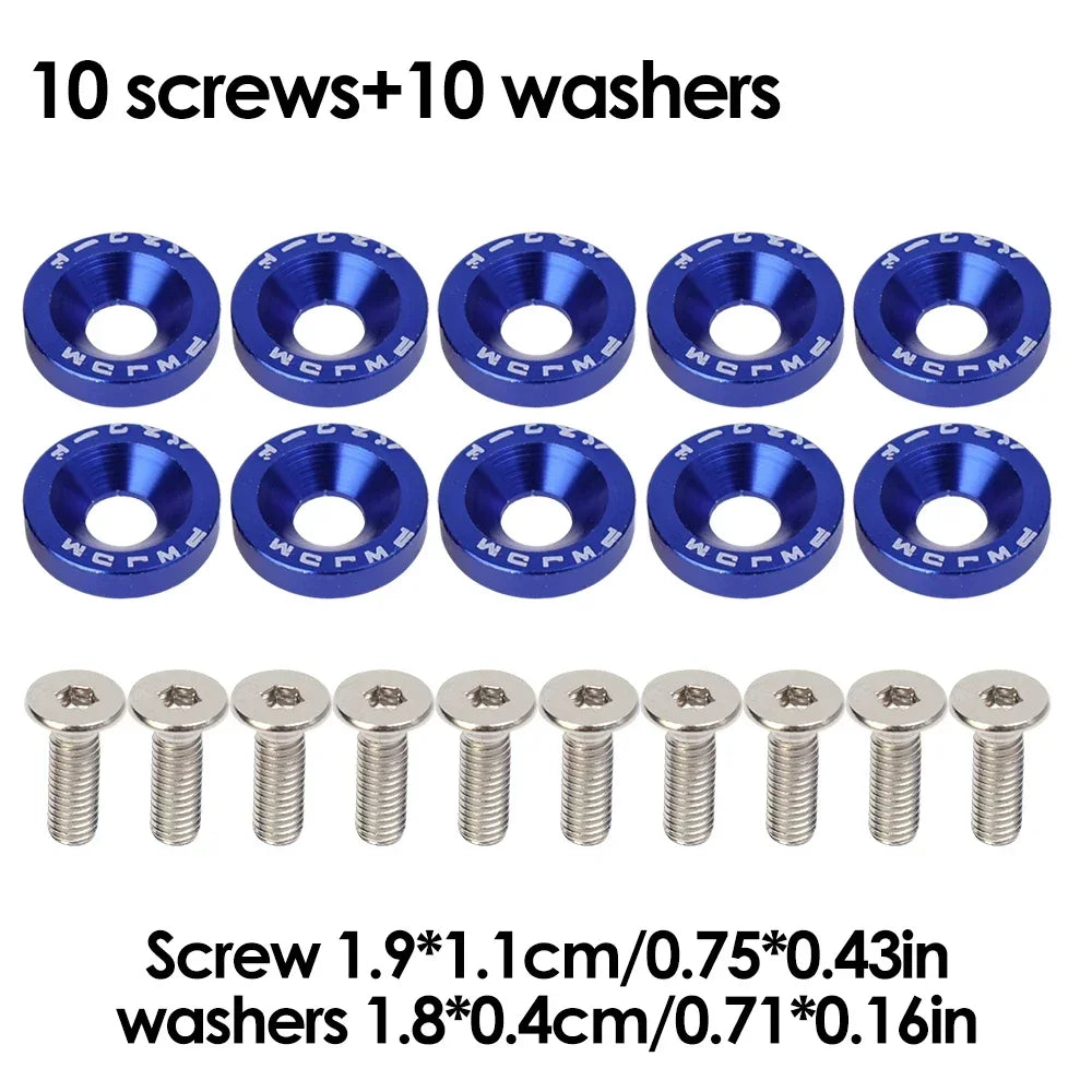 M6 Bolt Set JDM Fender Washers Bumper Engine Car Modification Gasket Screw Fender Aluminum Concave Screws Hex Fastener for Honda
