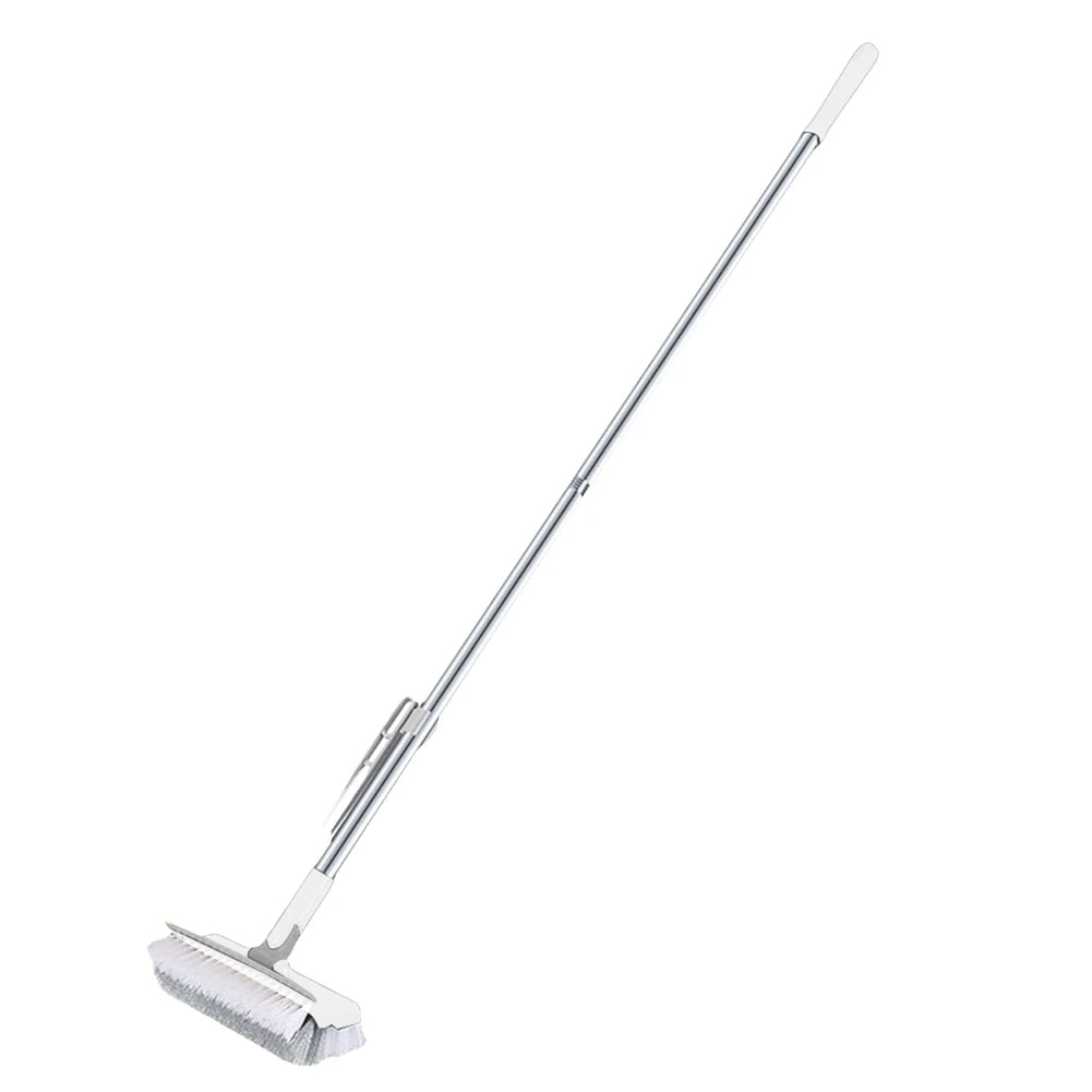 3 in 1 Floor Scrub Brush with Right Angled Bristle & Scraper Long Handle Grout Brush Shower Scrubber for Bathroom Tub Tile Floor