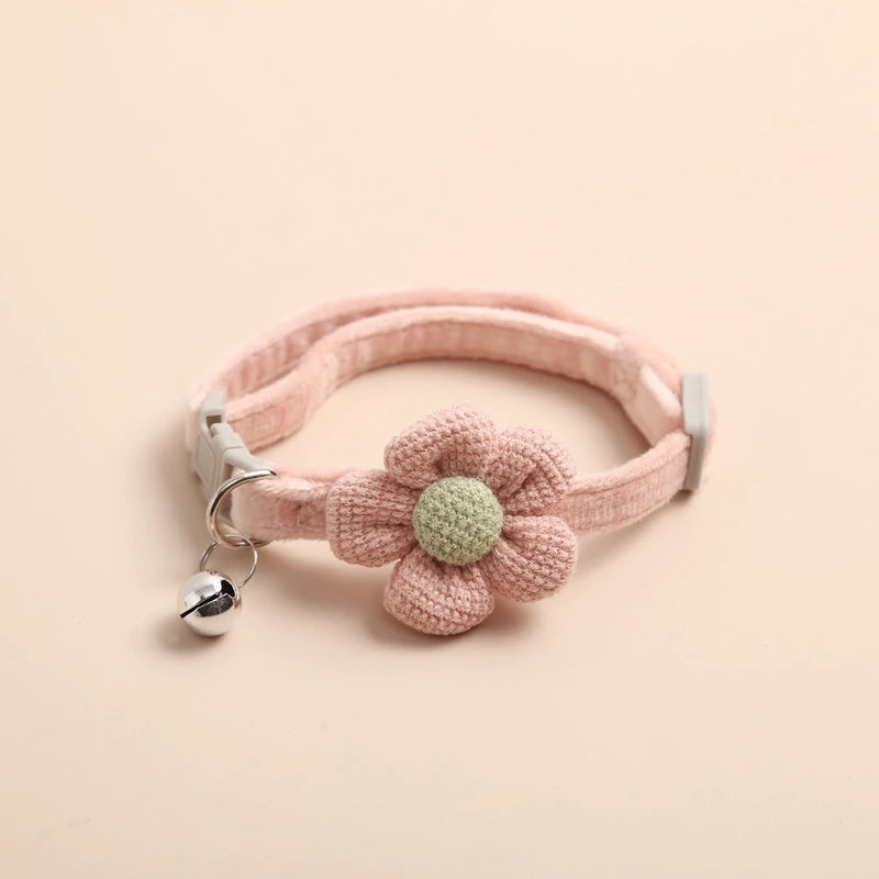 Sunflower Bow Cat Collar with Bell - Soft Polyester Strap – photo 7