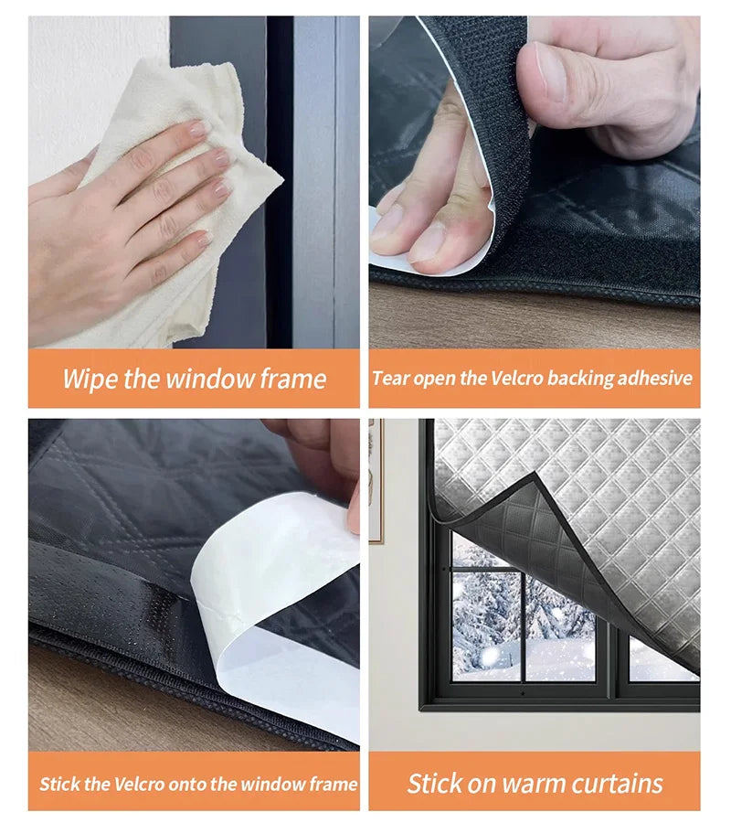 Thick Insulated Window Curtain with Zipper, Self Install