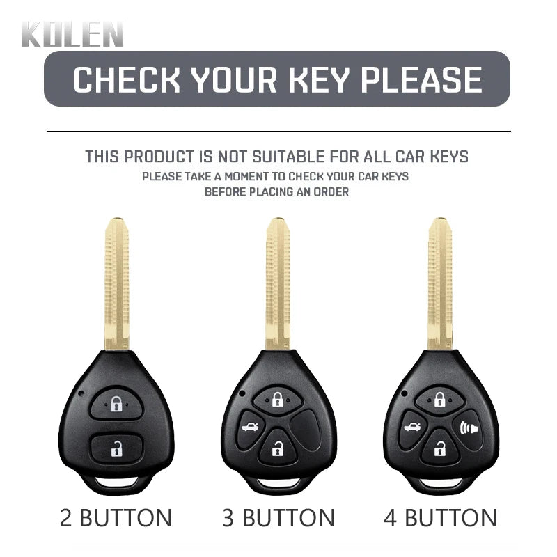 ABS Carbon Fiber Style Car Key Case Cover For Toyota Camry Avalon Corolla Matrix RAV4 Venza Yaris Replacement Protector Keychain
