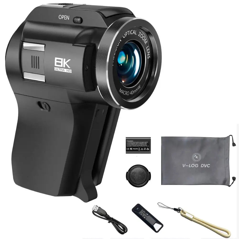 8K Handheld Camcorder — 75MP Vlog Camera, 8X Zoom, Night Vision