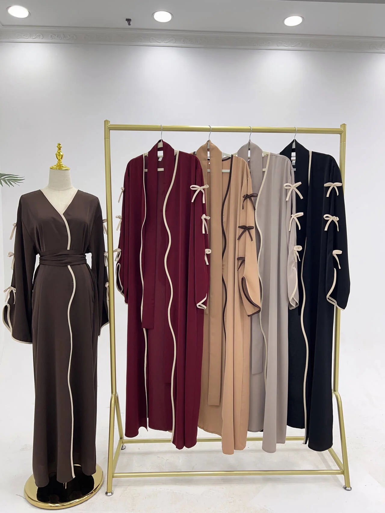 Eid Bow Abaya Women Cardigan Dress Muslim Party Caftan Robe Jalabiya Morocco Dubai Kaftan Islam Vestidos Largos Ramadan 2026