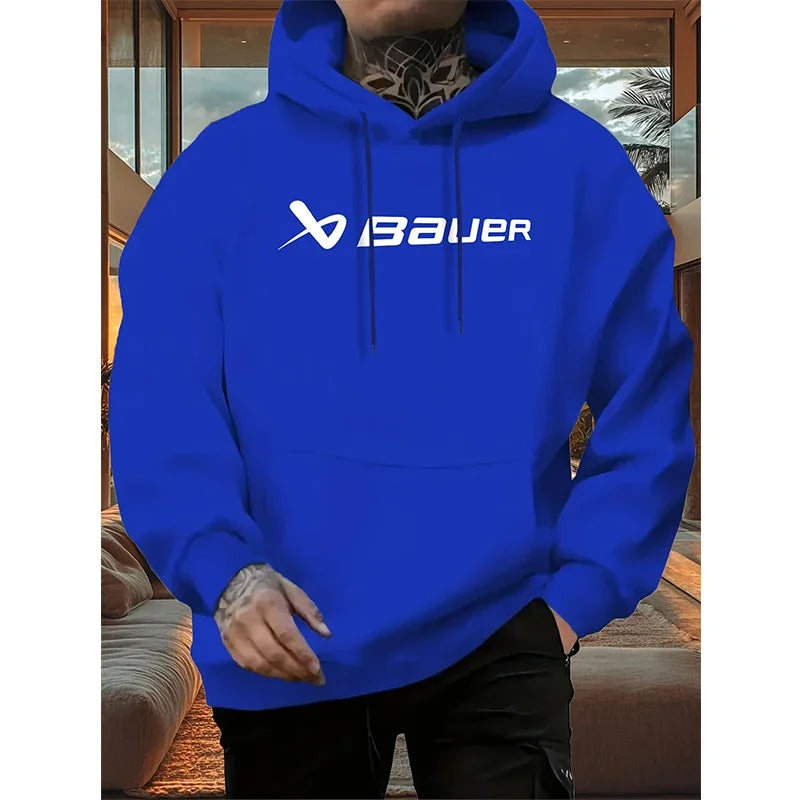 Men's Fleece Lined Hoodie - Black Pullover with White Lettering Print - photo 6