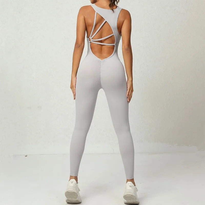 Cloud Rise Open-Back Yoga Jumpsuit — One-Piece Workout Romper