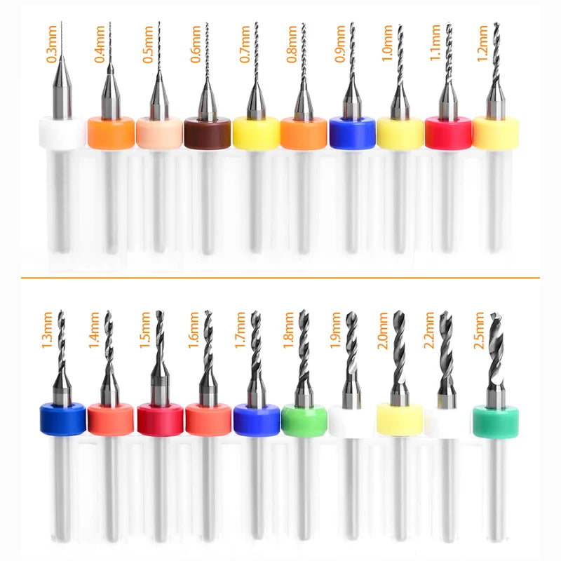 PCB Micro Drill Bits, 3.175 mm Shank, 0.1 to 6.8 mm