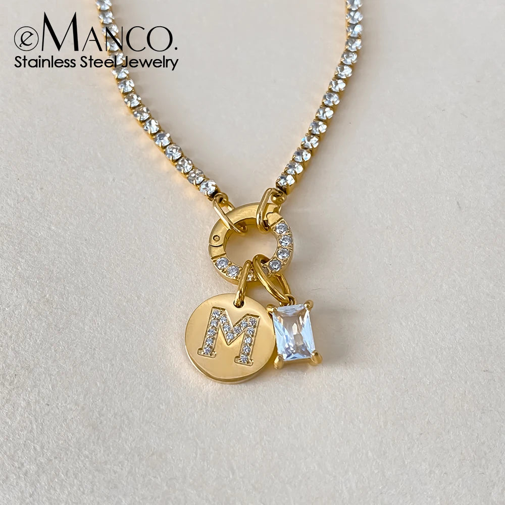 Gold-Plated Initial Letter Necklace – Zircon A-Z Pendant
