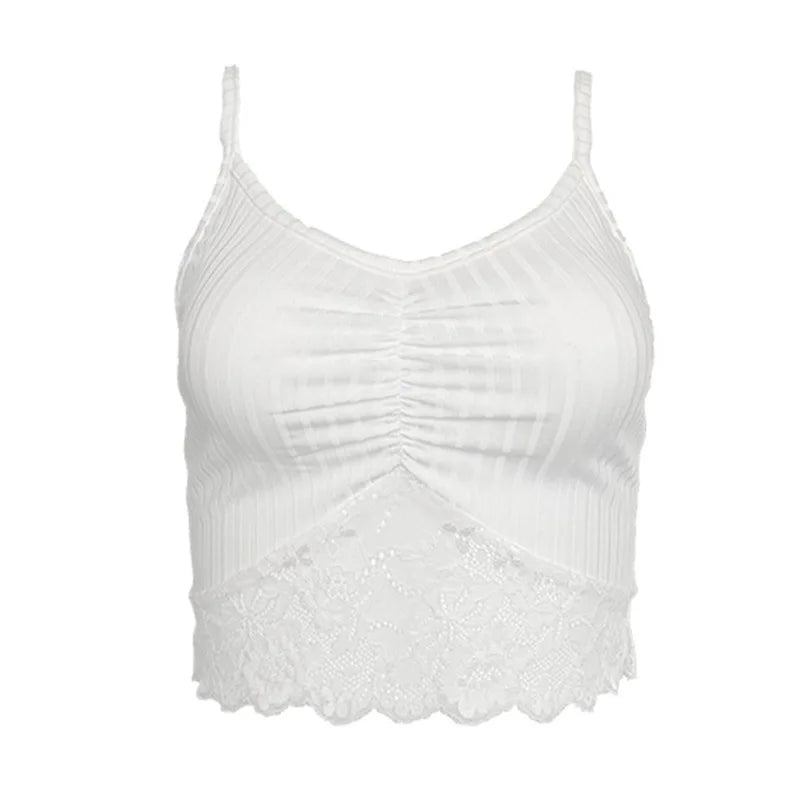 Women's lace patchwork cami, pleated V-neck — view 5 of 7