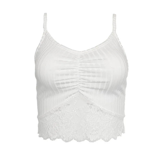 Women's lace patchwork cami, pleated V-neck — view 5 of 7