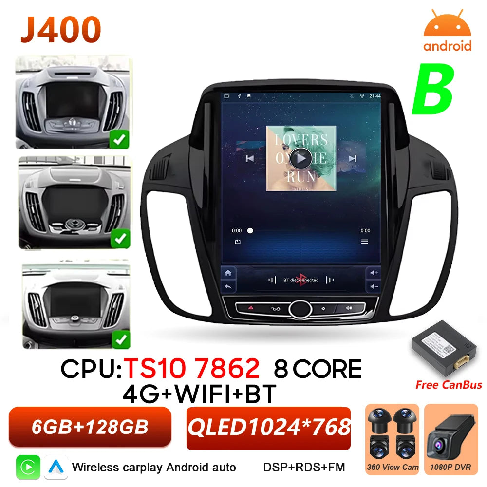 Car Stereo with Apple CarPlay & Android Auto, Compatible with Ford C-MAX, Kuga 2 & Escape 3