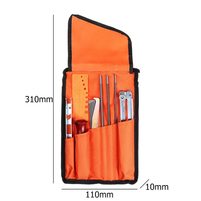 10/11/12 Pcs Set Professional Chainsaw Chain Sharpening Kit Tool Hardwood Handle Round/Flat File Guide Bar File Sharpener Tool