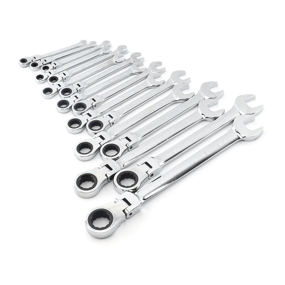1/4-15/16 Inch 1-Piece Imperial Size Ratchet Wrench Set of Keys Spanner Flexible Head Universal Hand Tools Car Repair Tool