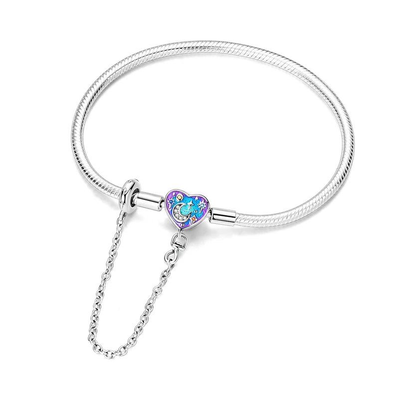 925 Sterling Silver Heart Charm Bracelet for Women - DIY Beads